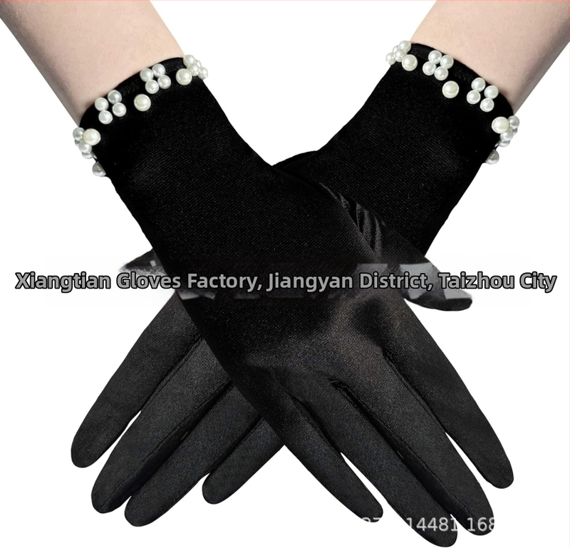 Satīna līgavas cimdi balles vakaram, īsi, ar atdalītiem pirkstiem, oriģinālais dizains, dekoratīvi, sievietēm