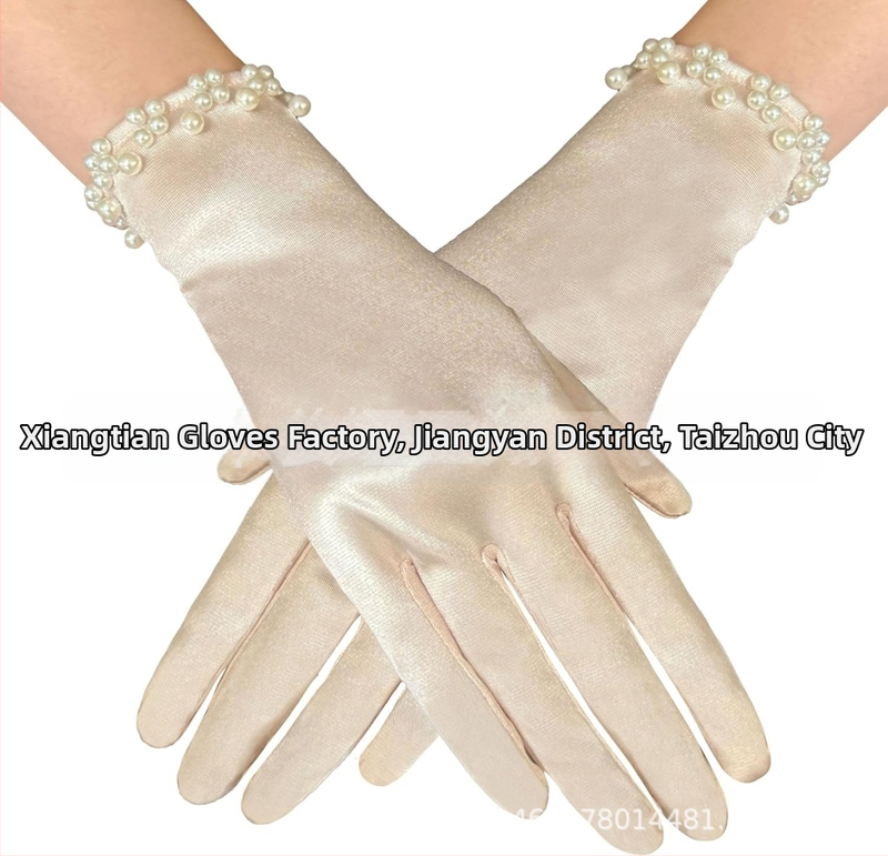 Satīna līgavas cimdi balles vakaram, īsi, ar atdalītiem pirkstiem, oriģinālais dizains, dekoratīvi, sievietēm