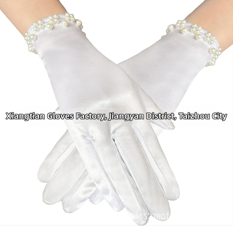 Satīna līgavas cimdi balles vakaram, īsi, ar atdalītiem pirkstiem, oriģinālais dizains, dekoratīvi, sievietēm