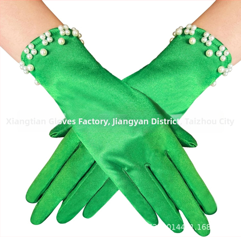 Satīna līgavas cimdi balles vakaram, īsi, ar atdalītiem pirkstiem, oriģinālais dizains, dekoratīvi, sievietēm