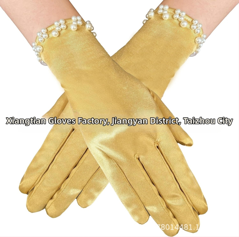 Satīna līgavas cimdi balles vakaram, īsi, ar atdalītiem pirkstiem, oriģinālais dizains, dekoratīvi, sievietēm