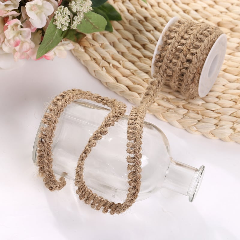 Anrui Panglică din cânepă cu dantelă pentru decor DIY la nuntă și Crăciun, rolă cu mai multe stiluri