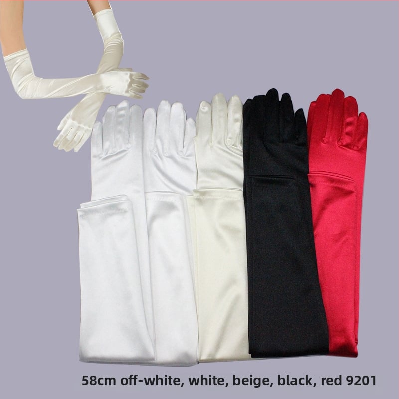 Mănuși de mireasă de lungime medie pentru femei (Decorație; Material tricotat; Toate anotimpurile; Primăvara 2023)