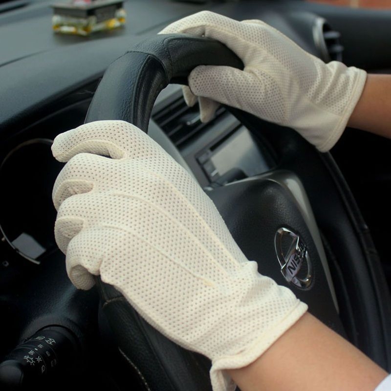 Mănuși din bumbac pur cu ecran tactil, protecție solară, vară, subțiri, deget jumătate, respirante, pentru ciclism și condus, antiaderente și absorbante transpirației, unisex