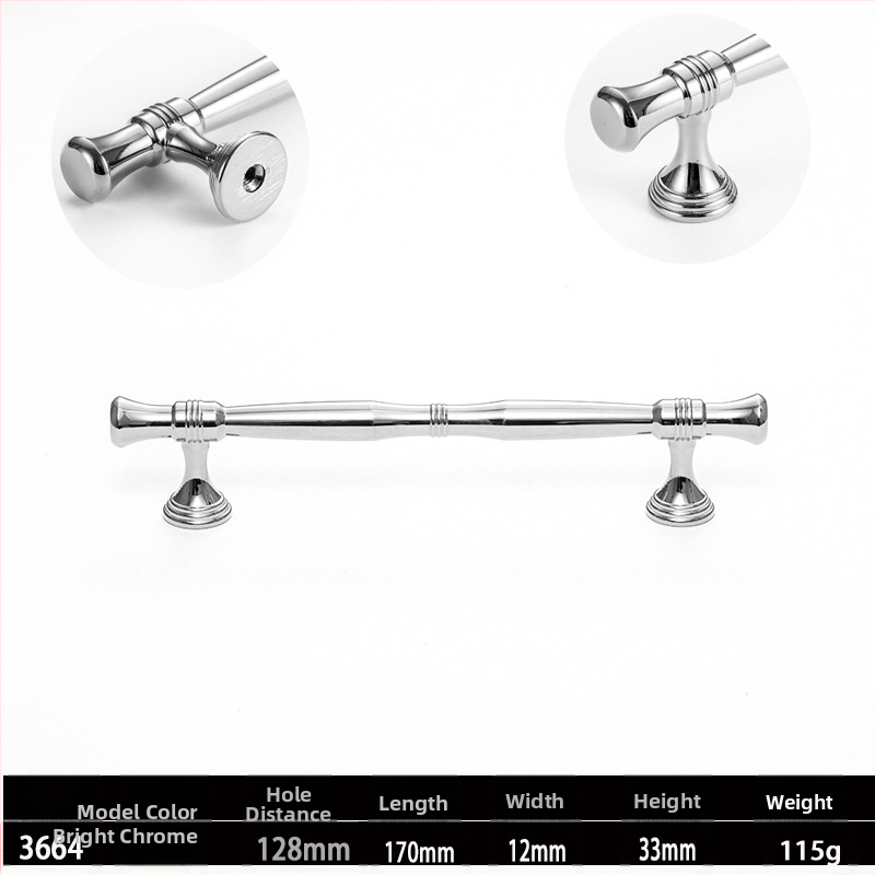 Skapja un garderobes durvju rokturis, modelis 3666, cinka sakausējums, elektroplatinga pārklājums, itāļu minimālisma stils, vienas atvēruma montāža