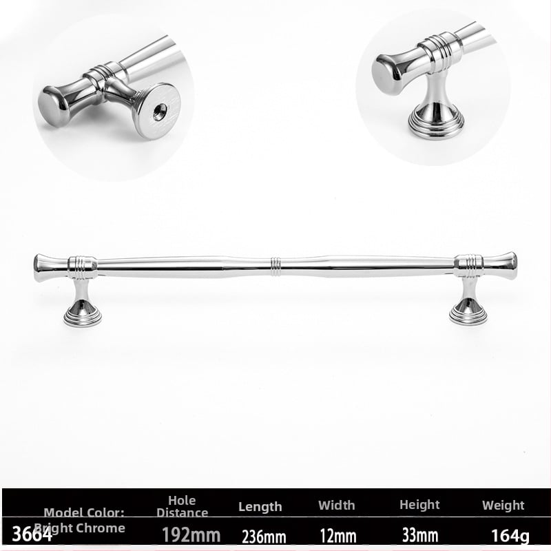 Skapja un garderobes durvju rokturis, modelis 3666, cinka sakausējums, elektroplatinga pārklājums, itāļu minimālisma stils, vienas atvēruma montāža