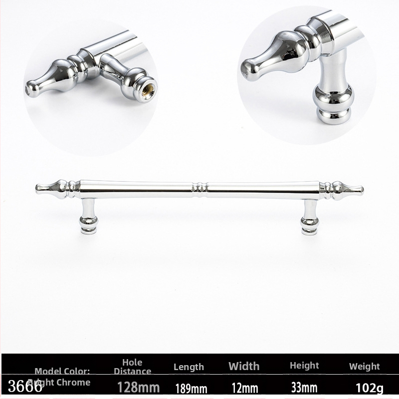 Skapja un garderobes durvju rokturis, modelis 3666, cinka sakausējums, elektroplatinga pārklājums, itāļu minimālisma stils, vienas atvēruma montāža