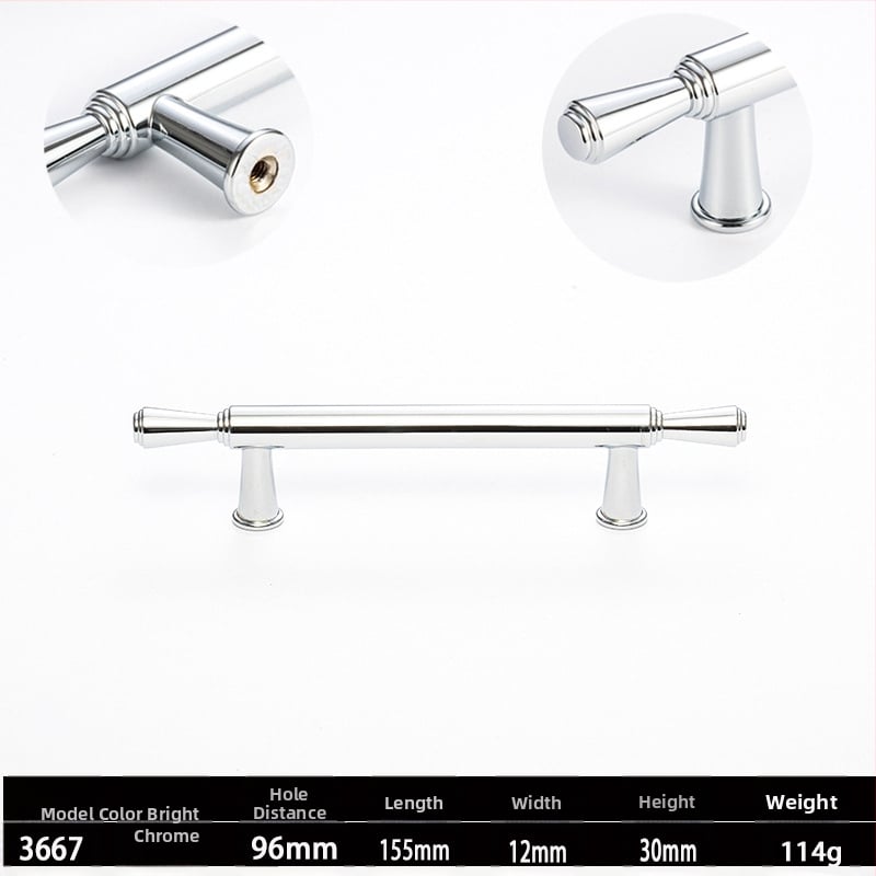 Skapja un garderobes durvju rokturis, modelis 3666, cinka sakausējums, elektroplatinga pārklājums, itāļu minimālisma stils, vienas atvēruma montāža