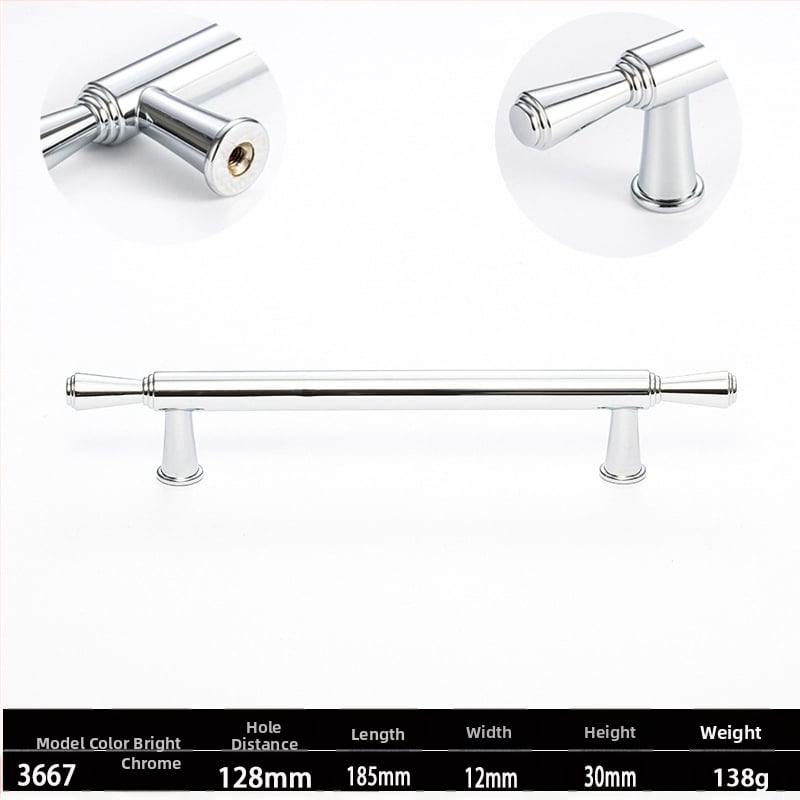 Skapja un garderobes durvju rokturis, modelis 3666, cinka sakausējums, elektroplatinga pārklājums, itāļu minimālisma stils, vienas atvēruma montāža