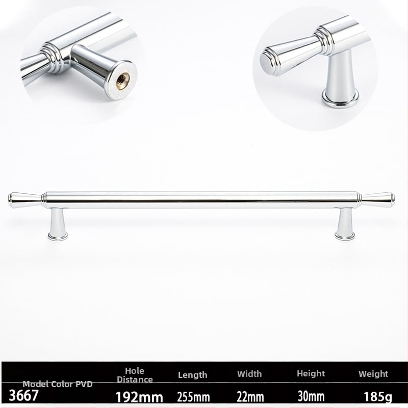 Skapja un garderobes durvju rokturis, modelis 3666, cinka sakausējums, elektroplatinga pārklājums, itāļu minimālisma stils, vienas atvēruma montāža