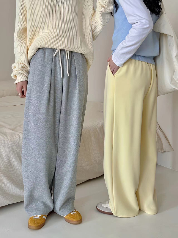 Női pamutból készült széles lábú nadrág, laza szabás, őszi 2024, japán-koreai kényelmes stílus