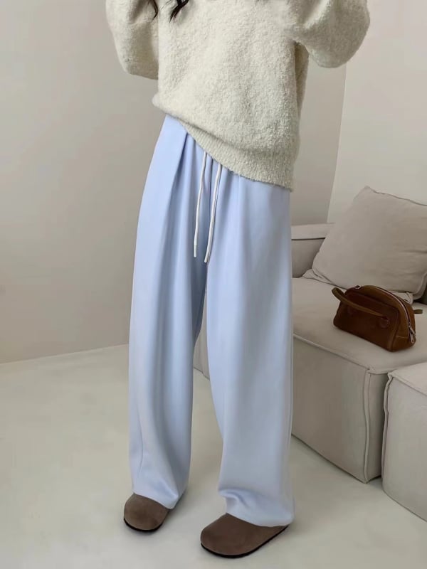 Női pamutból készült széles lábú nadrág, laza szabás, őszi 2024, japán-koreai kényelmes stílus