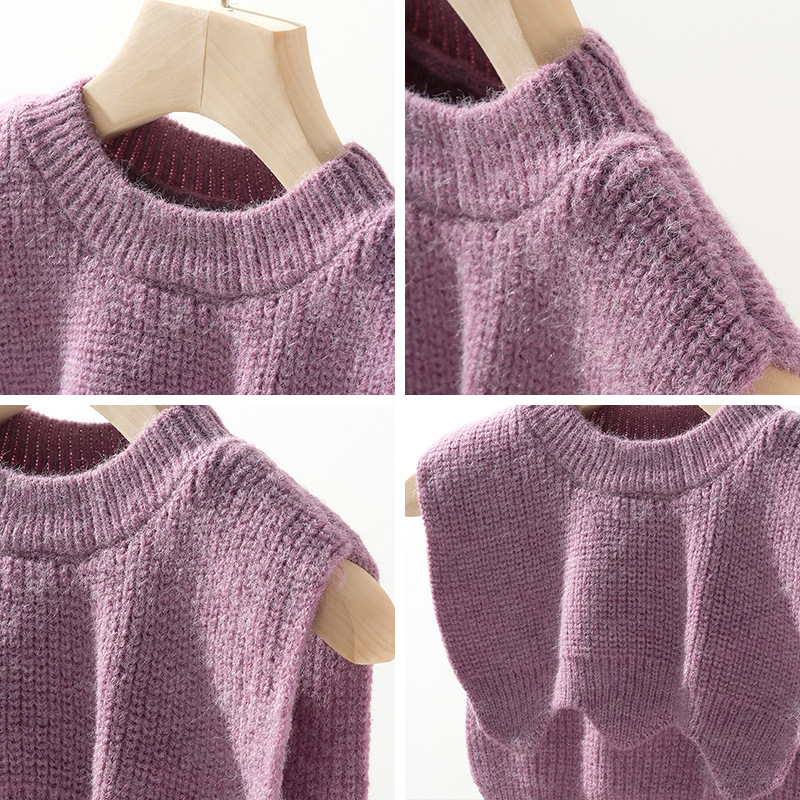 Dječji vuneni pleteni šal – korejski stil vanjega odjevnog komada, lažni ovratnik, Jojo Mado; (Materijal: Vuna • Sezona: Zima, Proljeće, Jesen • Prilagodba: Da)