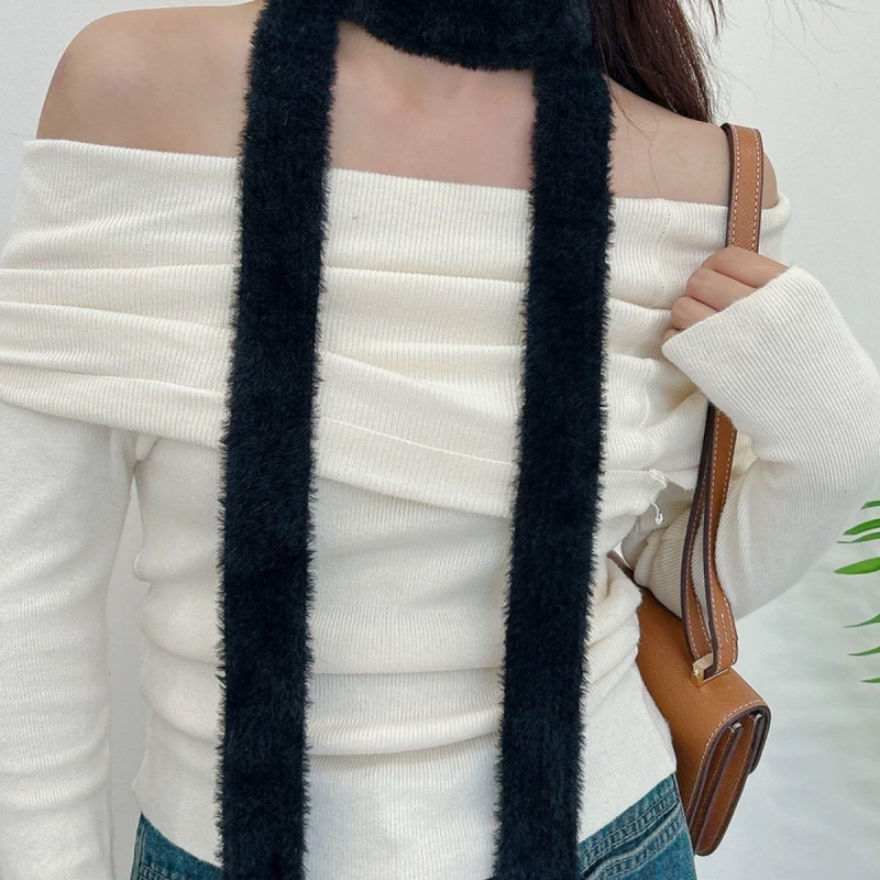 Garš, šaurs šalle meitenēm — Eiropas un Amerikas dizains, vilnas šalle aksesuārs ziemai, palaists 2021. gada vasarā