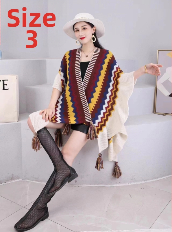 Adīts etniskā stila šalle-pelerīna, visu sezonu lietošanai, materiāls: akril/mākslīgā vilna