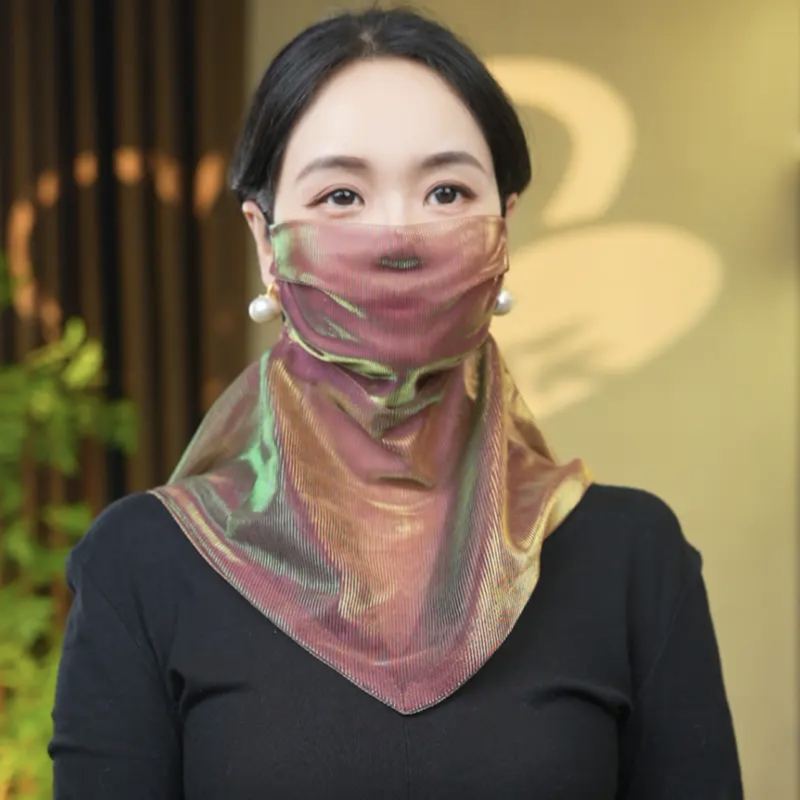 Korejski stil – ljetna zaštita od sunca s šarenim perlicama, poliester materijal, višefunkcionalni šal za žene, jednobojan, elegantan