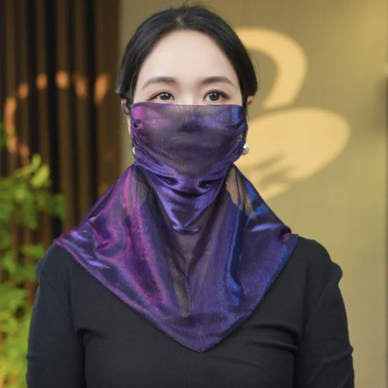 Korejski stil – ljetna zaštita od sunca s šarenim perlicama, poliester materijal, višefunkcionalni šal za žene, jednobojan, elegantan