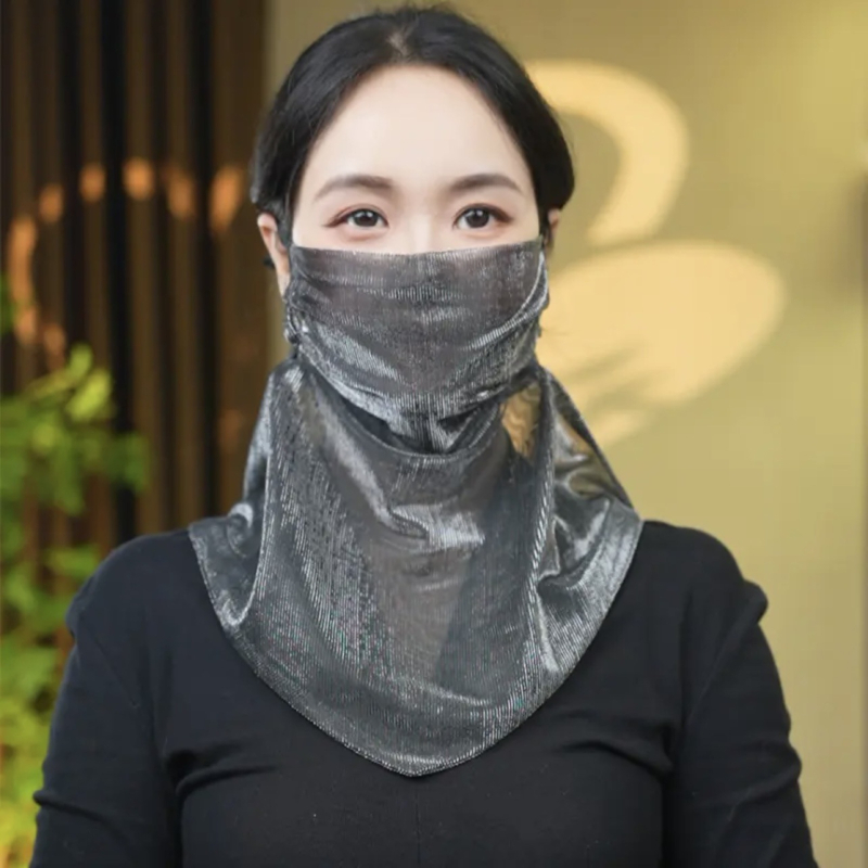 Korejski stil – ljetna zaštita od sunca s šarenim perlicama, poliester materijal, višefunkcionalni šal za žene, jednobojan, elegantan