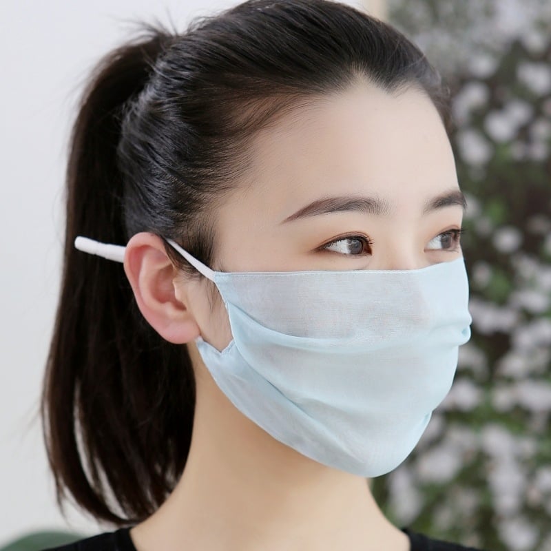 Μάσκα από Mulberry Silk για προστασία από τον ήλιο – διπλό στρώμα, αναπνέουσα, με λουρί στα αυτιά, για γυναίκες