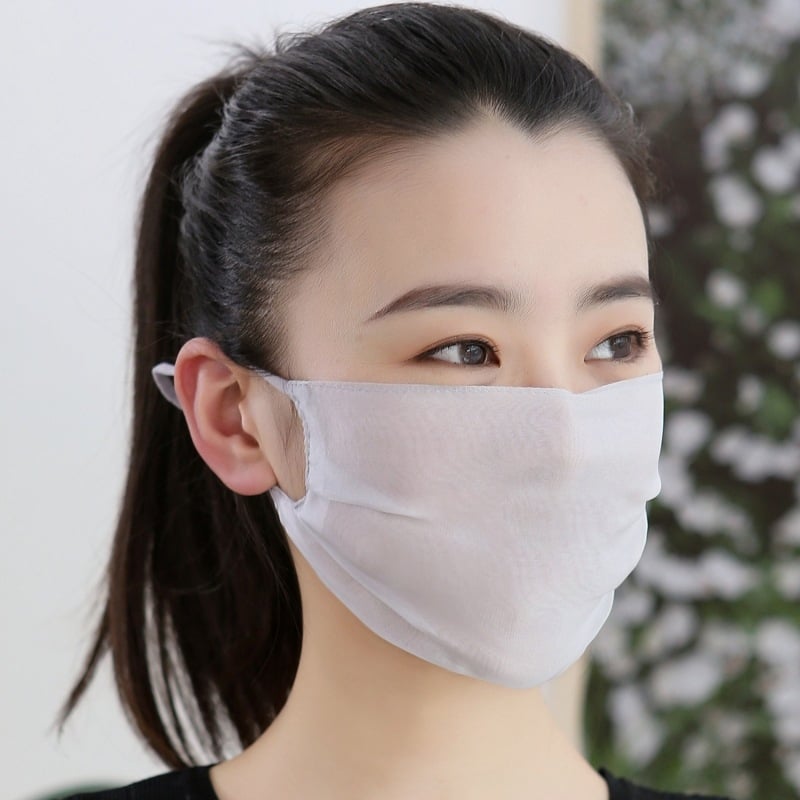 Μάσκα από Mulberry Silk για προστασία από τον ήλιο – διπλό στρώμα, αναπνέουσα, με λουρί στα αυτιά, για γυναίκες