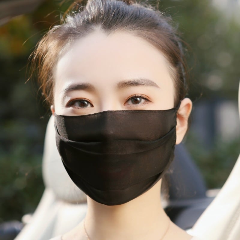 Μάσκα από Mulberry Silk για προστασία από τον ήλιο – διπλό στρώμα, αναπνέουσα, με λουρί στα αυτιά, για γυναίκες