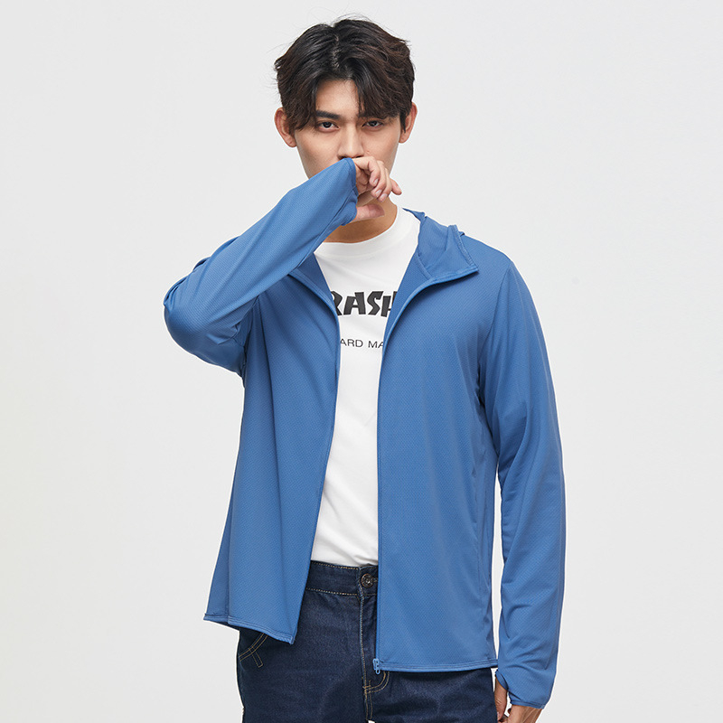 Jakna za sunčevu zaštitu s kapuljom, lagana za ljeto, široki kroj (Tanko; UV 50; Poliester mješavina; trodimenzionalni džepovi)