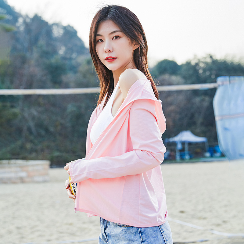 Jakna za sunčevu zaštitu s kapuljom, lagana za ljeto, široki kroj (Tanko; UV 50; Poliester mješavina; trodimenzionalni džepovi)