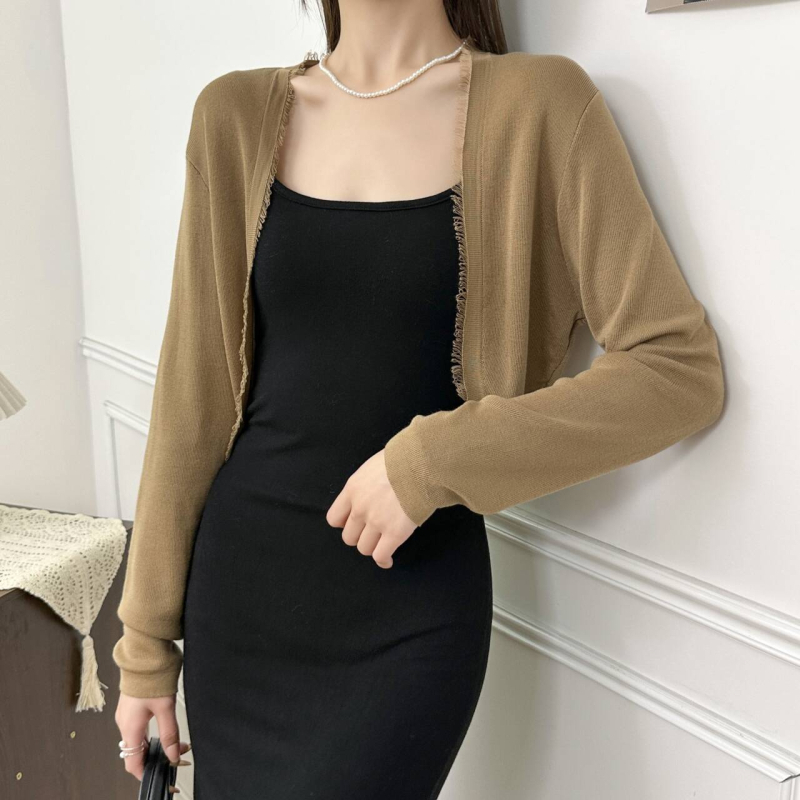 Tencel plāns kardigans ar garām piedurknēm, īss siluets, bez pogām