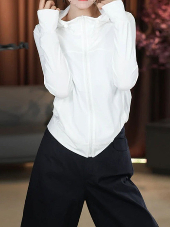 Jachetă cu glugă pentru protecție solară pentru femei, stil Harajuku, mâneci lungi, țesătură ușoară Tencel (Lyocell), UPF 30+, croială normală, vara 2025