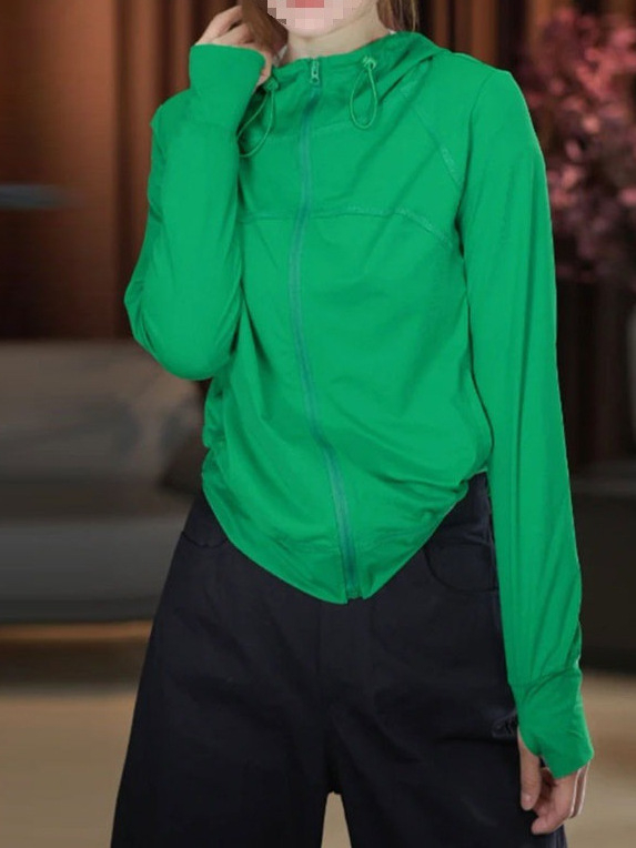 Jachetă cu glugă pentru protecție solară pentru femei, stil Harajuku, mâneci lungi, țesătură ușoară Tencel (Lyocell), UPF 30+, croială normală, vara 2025