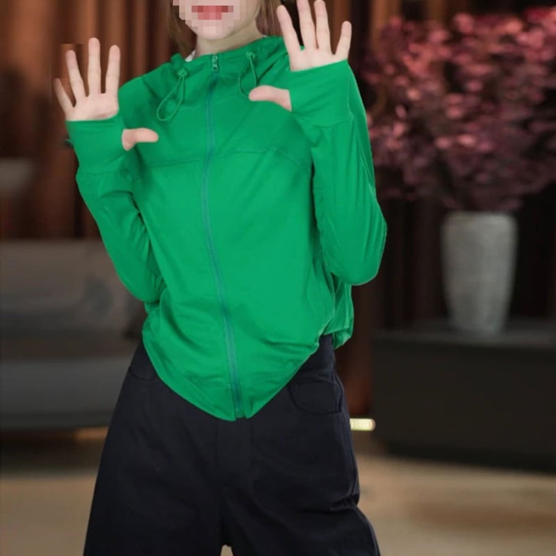 Jachetă cu glugă pentru protecție solară pentru femei, stil Harajuku, mâneci lungi, țesătură ușoară Tencel (Lyocell), UPF 30+, croială normală, vara 2025