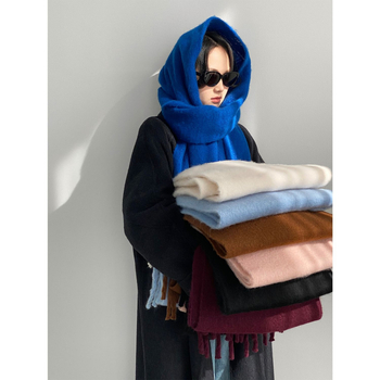 Дамски зимен шал от полиестер - топъл, удължен модел, плетен