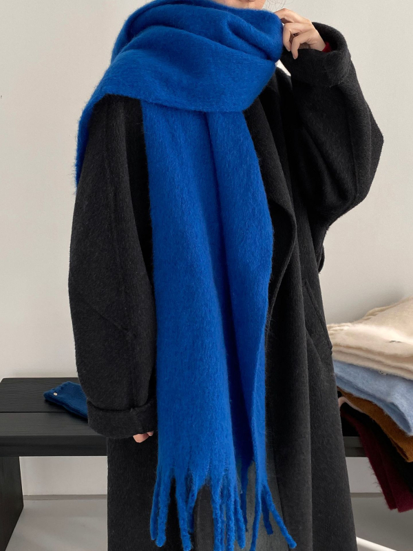 Дамски зимен шал от полиестер - топъл, удължен модел, плетен