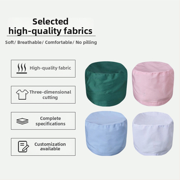 Medicīniskā cepure unisex, piemērota ārsti un māsu, kupolveida krona, īss malas, kokvilnas adīta audums, tie-dye apdare