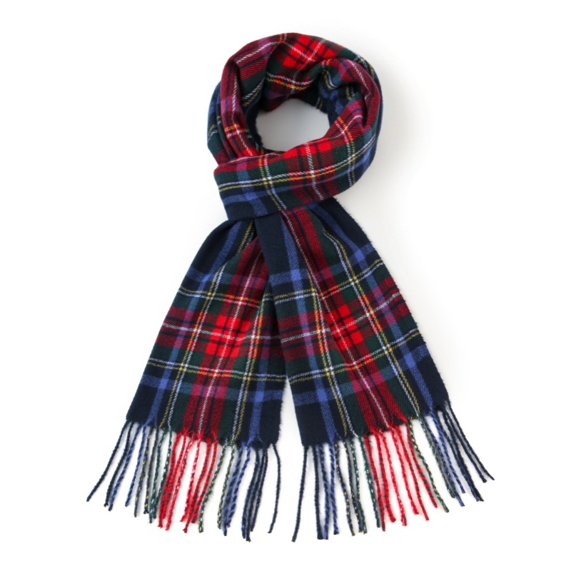 Šal kariran, topao, za sve sezone, poliester tkanina, srednja dužina, svestran dizajn (weft knitting; warp-knitted finish; 100% polyester)