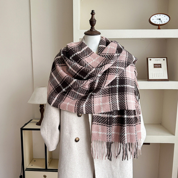 Шал с каре, плетен с имитационен кашмир, полиестер, запазва топлината, зимен стил, винтидж