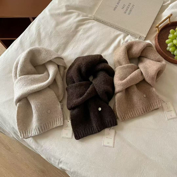 Šal od vunene smeše, dugačak kroj, warp pletenje, održava toplinu, zimski stil