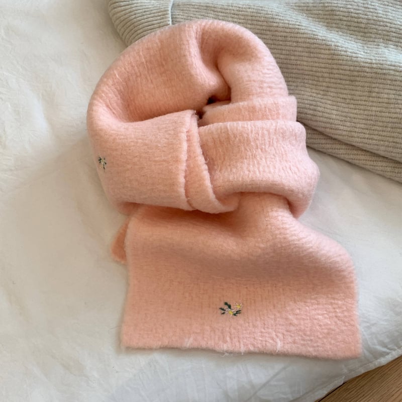 Корейски стил шал с флорална бродерия, вълнен плетен шал, топло през зимата, свеж и сладък стил