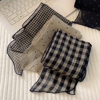 Εσάρπα καρό από βαμβάκι-λίνου, πλεκτή με ύφανση κατά μήκος, φθινοπωρινό στυλ (Ύφανση με οριζόντιες νήματα; Βαμβάκι και λίνου; Βαμβάκι; Λινό)