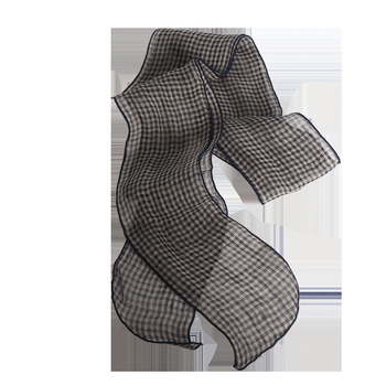 Εσάρπα καρό από βαμβάκι-λίνου, πλεκτή με ύφανση κατά μήκος, φθινοπωρινό στυλ (Ύφανση με οριζόντιες νήματα; Βαμβάκι και λίνου; Βαμβάκι; Λινό)