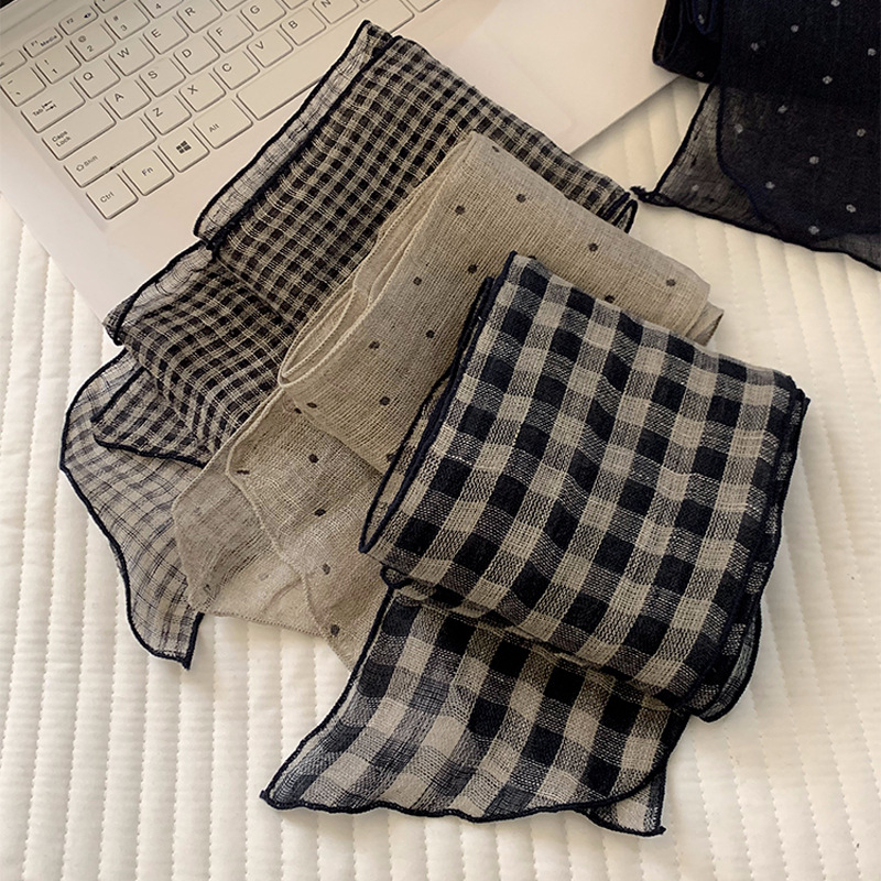 Εσάρπα καρό από βαμβάκι-λίνου, πλεκτή με ύφανση κατά μήκος, φθινοπωρινό στυλ (Ύφανση με οριζόντιες νήματα; Βαμβάκι και λίνου; Βαμβάκι; Λινό)