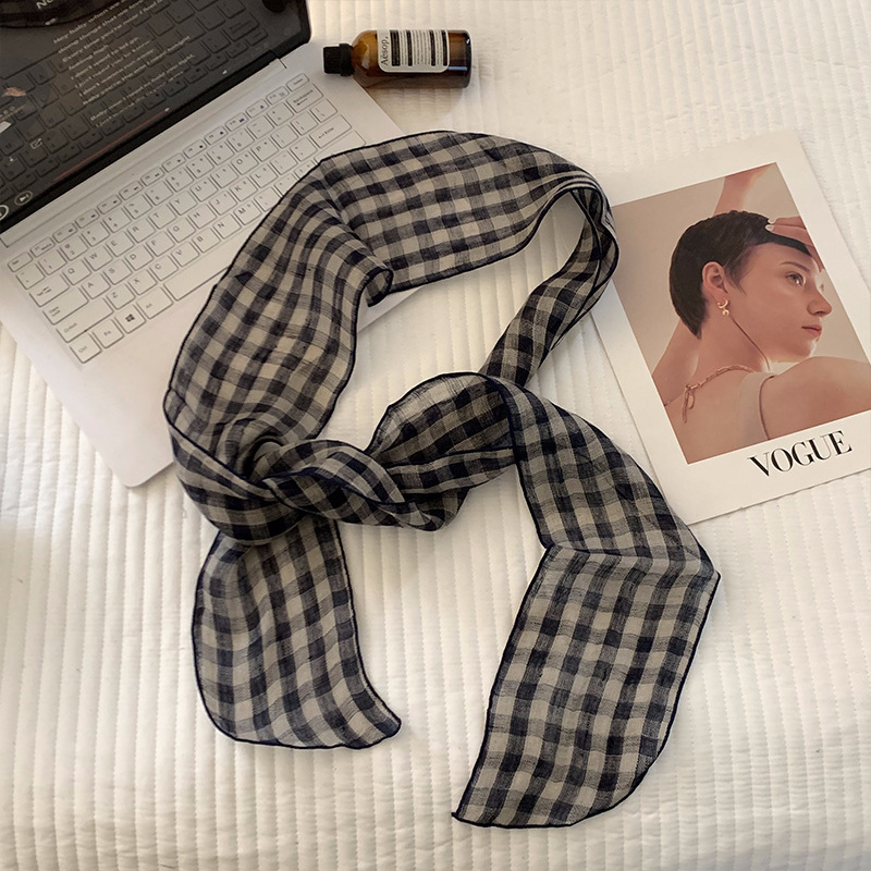 Εσάρπα καρό από βαμβάκι-λίνου, πλεκτή με ύφανση κατά μήκος, φθινοπωρινό στυλ (Ύφανση με οριζόντιες νήματα; Βαμβάκι και λίνου; Βαμβάκι; Λινό)