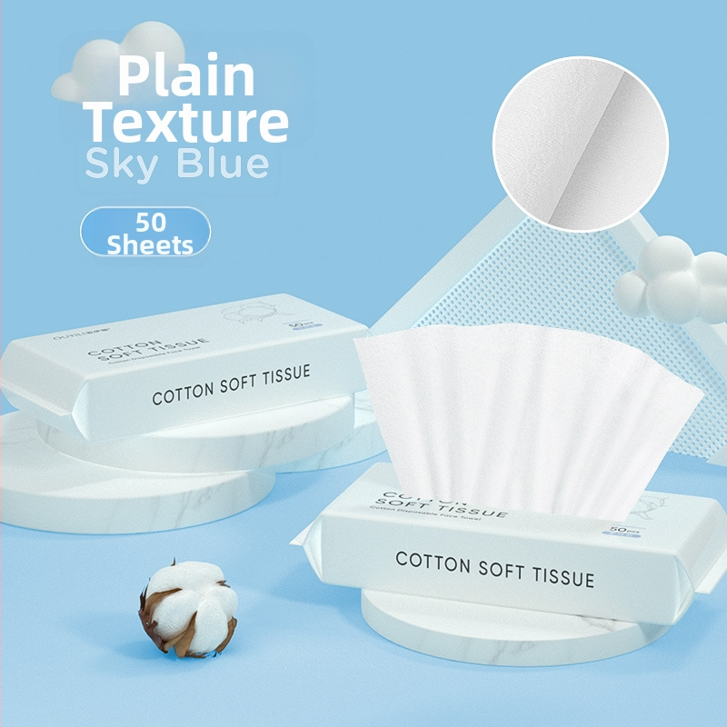 Лицева кърпа от чист памук, еднократна, многослойна за почистване на лице (чист памук; 100 бр; за почистване на лице)