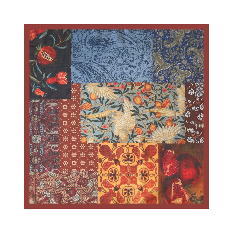 Damski šal od pamuka i svile, Plain pletena tkanina, mali kvadrat, ljeto — Su Silk (Tkanina: pamuk i svila; Pleteni: Plain; Oblik: mali kvadrat; Sezona: ljeto; Značka: Su Silk)