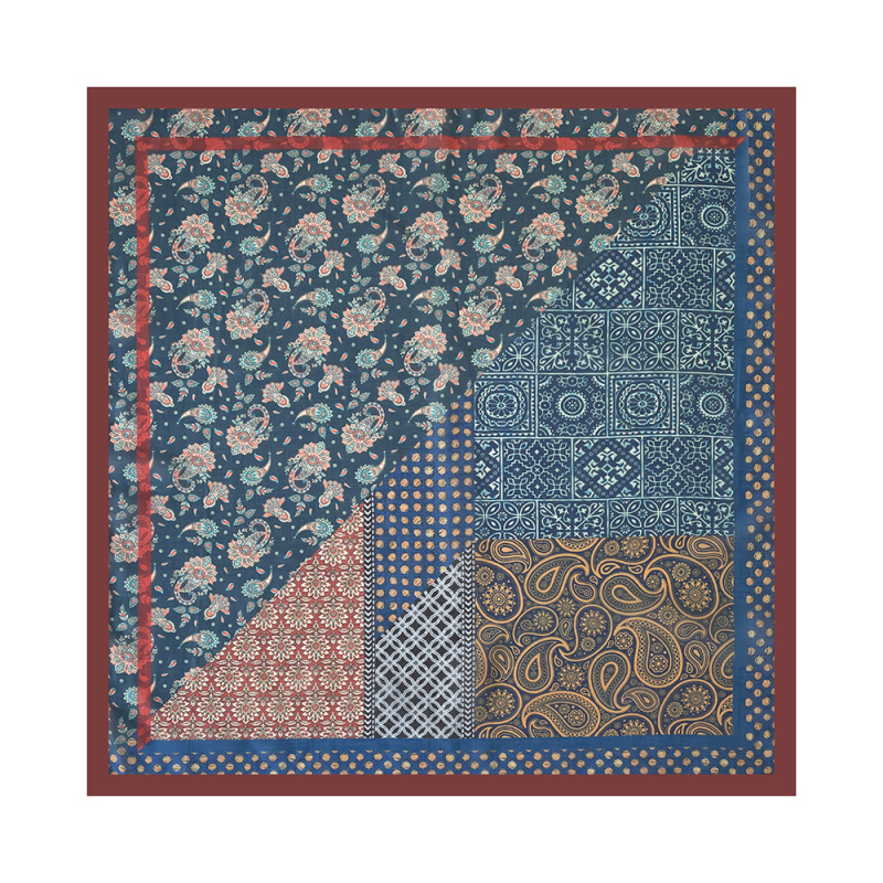 Damski šal od pamuka i svile, Plain pletena tkanina, mali kvadrat, ljeto — Su Silk (Tkanina: pamuk i svila; Pleteni: Plain; Oblik: mali kvadrat; Sezona: ljeto; Značka: Su Silk)