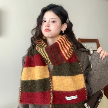 Knit šal s blok bojom — Warp-knit, akril s imitacijom kašmira, 21-30% sadržaj, održava toplinu, zima
