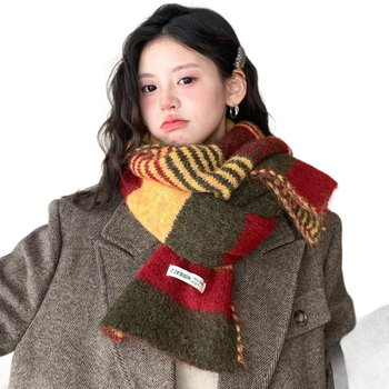 Knit šal s blok bojom — Warp-knit, akril s imitacijom kašmira, 21-30% sadržaj, održava toplinu, zima