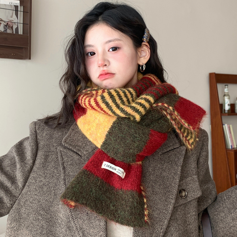 Knit šal s blok bojom — Warp-knit, akril s imitacijom kašmira, 21-30% sadržaj, održava toplinu, zima