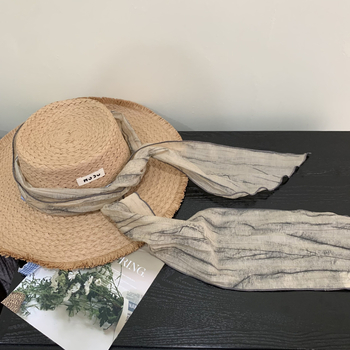 Šal od pamuka i lana s otiskom, warp-knit tkanje, ljeto izdanje, literarno retro stil