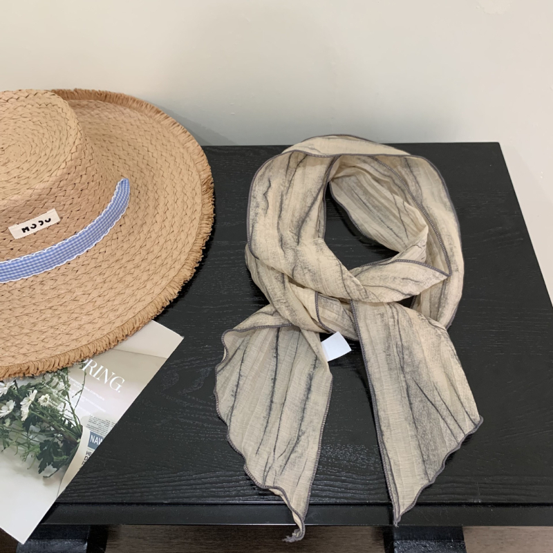 Šal od pamuka i lana s otiskom, warp-knit tkanje, ljeto izdanje, literarno retro stil
